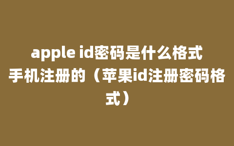 apple id密码是什么格式手机注册的（苹果id注册密码格式）