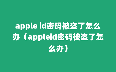 apple id密码被盗了怎么办（appleid密码被盗了怎么办）