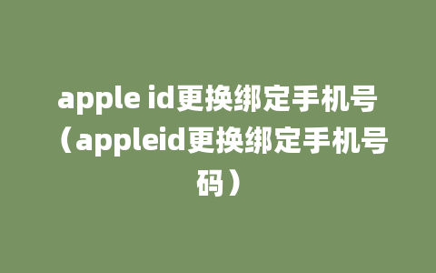 apple id更换绑定手机号（appleid更换绑定手机号码）