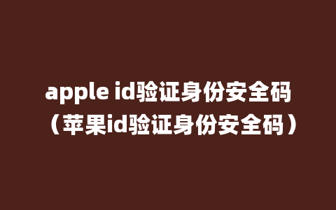 apple id验证身份安全码（苹果id验证身份安全码）