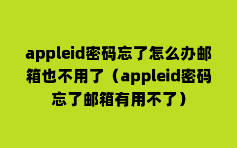 appleid密码忘了怎么办邮箱也不用了（appleid密码忘了邮箱有用不了）