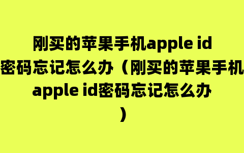 刚买的苹果手机apple id密码忘记怎么办（刚买的苹果手机apple id密码忘记怎么办）