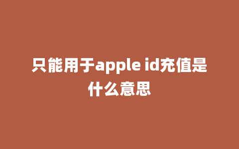 只能用于apple id充值是什么意思