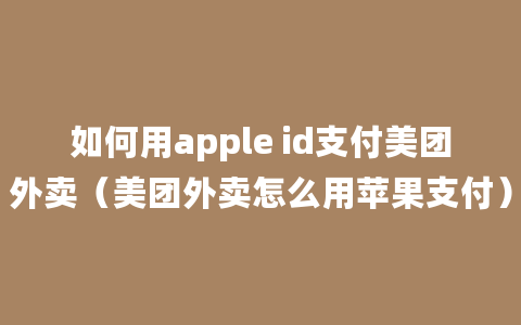 如何用apple id支付美团外卖（美团外卖怎么用苹果支付）