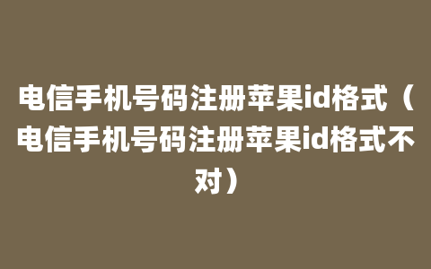 电信手机号码注册苹果id格式（电信手机号码注册苹果id格式不对）