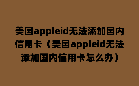 美国appleid无法添加国内信用卡（美国appleid无法添加国内信用卡怎么办）