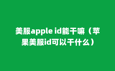 美服apple id能干嘛（苹果美服id可以干什么）