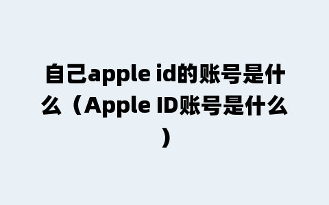 自己apple id的账号是什么（Apple ID账号是什么）