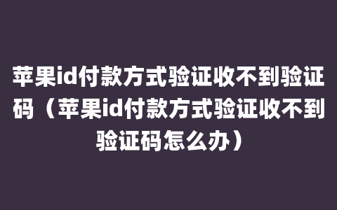 苹果id付款方式验证收不到验证码（苹果id付款方式验证收不到验证码怎么办）