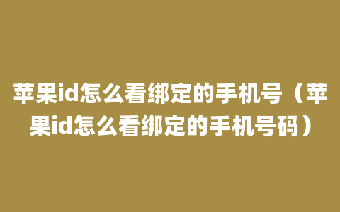 苹果id怎么看绑定的手机号（苹果id怎么看绑定的手机号码）