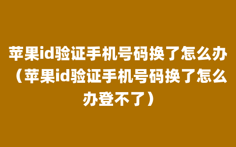 苹果id验证手机号码换了怎么办（苹果id验证手机号码换了怎么办登不了）