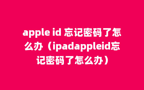 apple id 忘记密码了怎么办（ipadappleid忘记密码了怎么办）