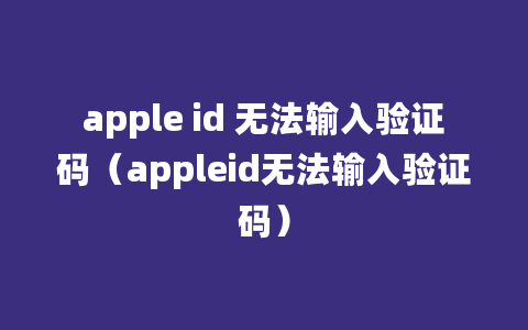 apple id 无法输入验证码（appleid无法输入验证码）