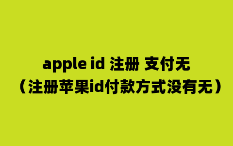 apple id 注册 支付无（注册苹果id付款方式没有无）