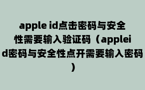 apple id点击密码与安全性需要输入验证码（appleid密码与安全性点开需要输入密码）