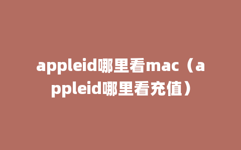 appleid哪里看mac（appleid哪里看充值）