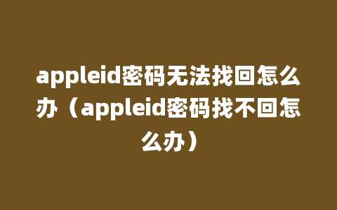 appleid密码无法找回怎么办（appleid密码找不回怎么办）