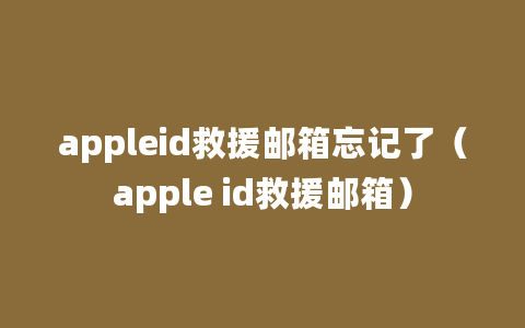 appleid救援邮箱忘记了（apple id救援邮箱）