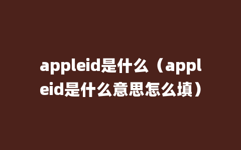 appleid是什么（appleid是什么意思怎么填）