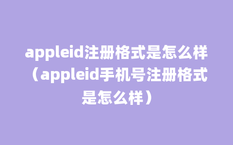 appleid注册格式是怎么样（appleid手机号注册格式是怎么样）