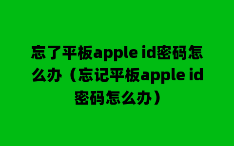 忘了平板apple id密码怎么办（忘记平板apple id密码怎么办）