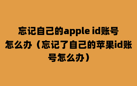 忘记自己的apple id账号怎么办（忘记了自己的苹果id账号怎么办）