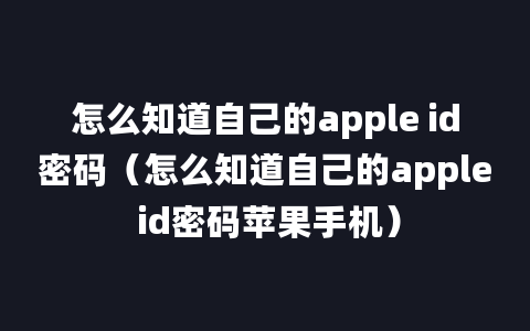 怎么知道自己的apple id密码（怎么知道自己的apple id密码苹果手机）