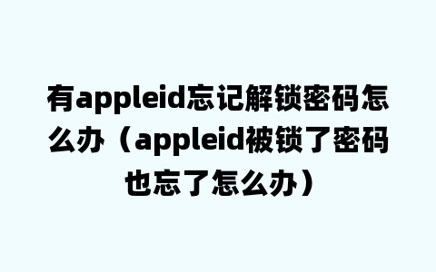 有appleid忘记解锁密码怎么办（appleid被锁了密码也忘了怎么办）