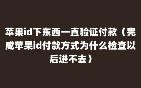 苹果id下东西一直验证付款（完成苹果id付款方式为什么检查以后进不去）