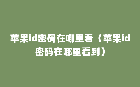 苹果id密码在哪里看（苹果id密码在哪里看到）