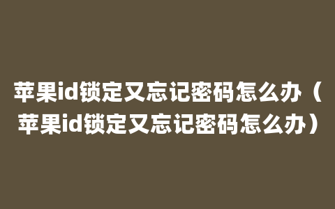 苹果id锁定又忘记密码怎么办（苹果id锁定又忘记密码怎么办）