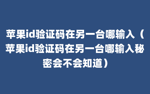 苹果id验证码在另一台哪输入（苹果id验证码在另一台哪输入秘密会不会知道）