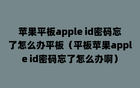 苹果平板apple id密码忘了怎么办平板（平板苹果apple id密码忘了怎么办啊）