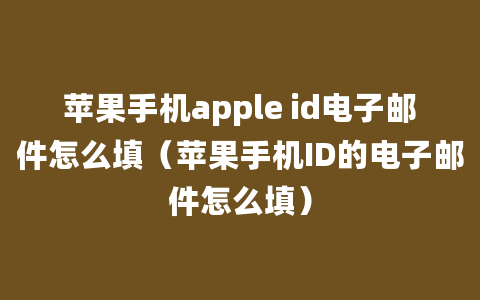 苹果手机apple id电子邮件怎么填（苹果手机ID的电子邮件怎么填）