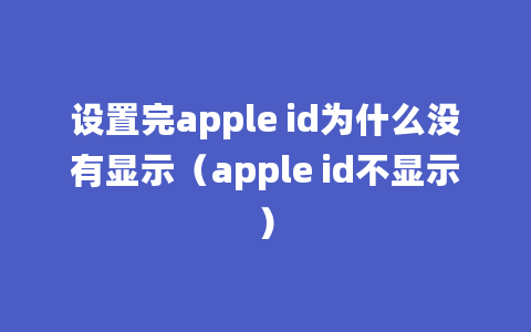 设置完apple id为什么没有显示（apple id不显示）