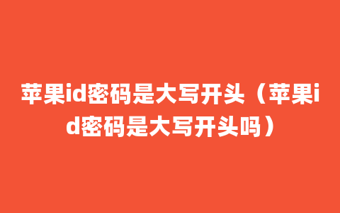 苹果id密码是大写开头（苹果id密码是大写开头吗）